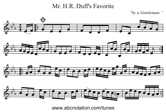 Mr. H.R. Duff's Favorite - staff notation