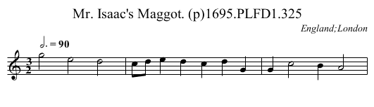 Mr. Isaac's Maggot. (p)1695.PLFD1.325 - staff notation