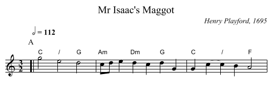Mr Isaac's Maggot - staff notation