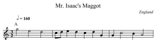 Mr. Isaac's Maggot - staff notation