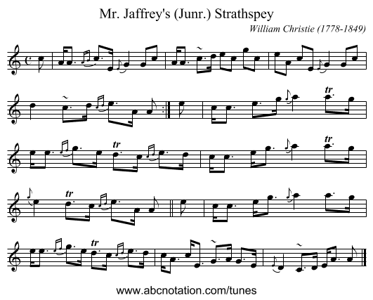 Mr. Jaffrey's (Junr.) Strathspey - staff notation