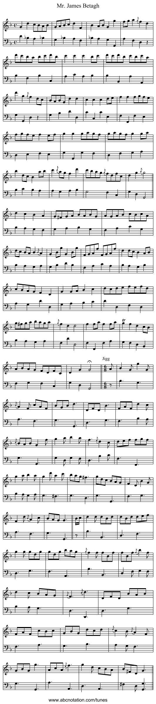 Mr. James Betagh - staff notation