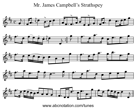Mr. James Campbell’s Strathspey - staff notation