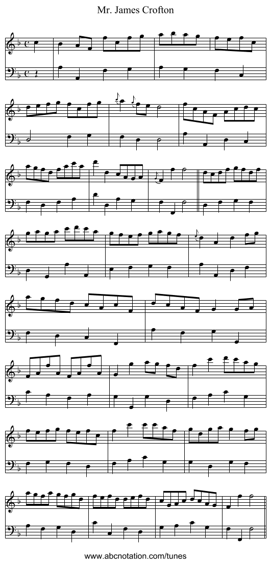 Mr. James Crofton - staff notation