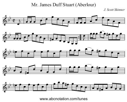 Mr. James Duff Stuart (Aberlour) - staff notation