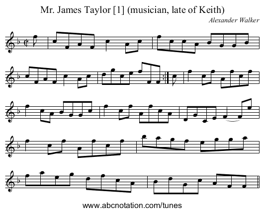 Mr. James Taylor [1] (musician, late of Keith) - staff notation