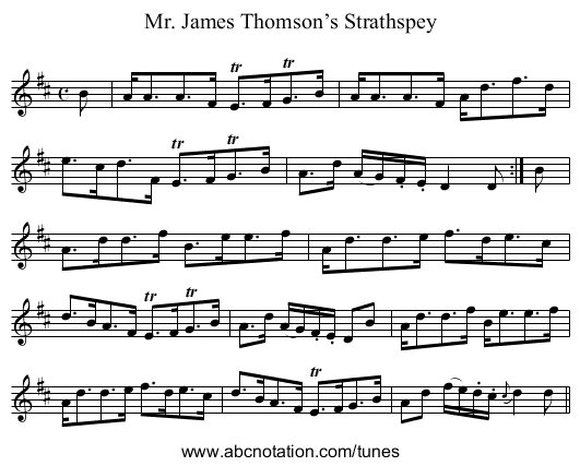 Mr. James Thomson’s Strathspey - staff notation