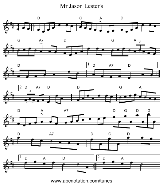 Mr Jason Lester's - staff notation