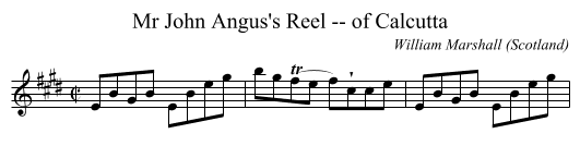 Mr John Angus's Reel -- of Calcutta - staff notation