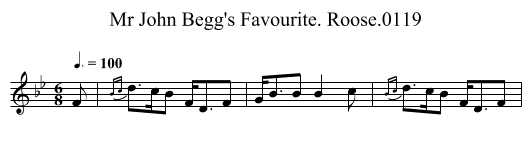 Mr John Begg's Favourite. Roose.0119 - staff notation