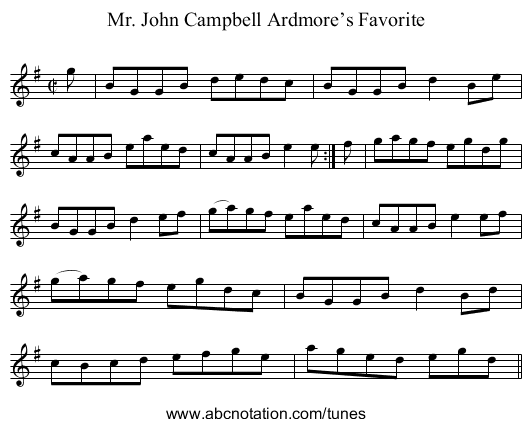 Mr. John Campbell Ardmore’s Favorite - staff notation