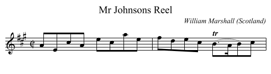Mr Johnsons Reel - staff notation