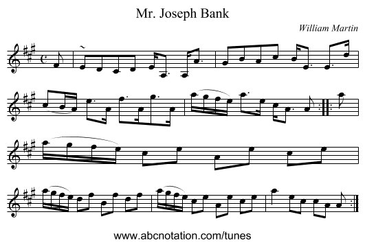Mr. Joseph Bank - staff notation