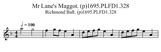 Mr Lane's Maggot. (p)1695.PLFD1.328 - staff notation
