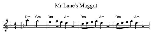 Mr Lane's Maggot - staff notation