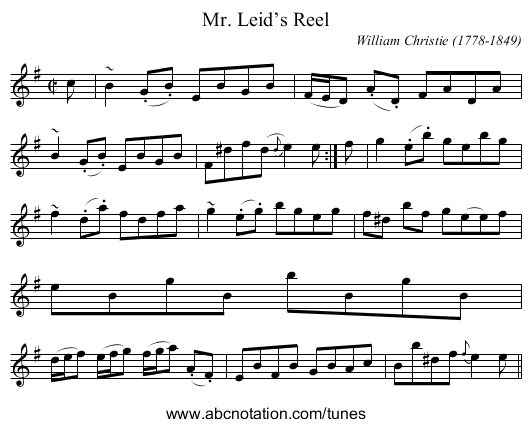 Mr. Leid’s Reel - staff notation
