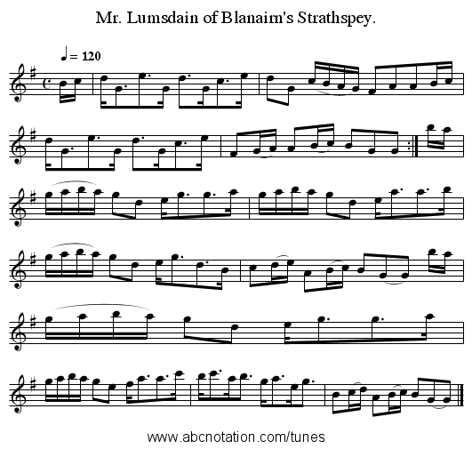 Mr. Lumsdain of Blanairn's Strathspey. - staff notation