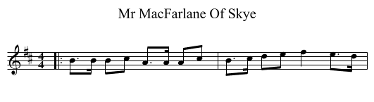 Mr MacFarlane Of Skye - staff notation