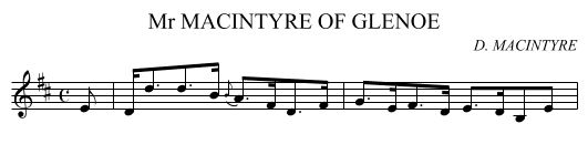 Mr MACINTYRE OF GLENOE - staff notation