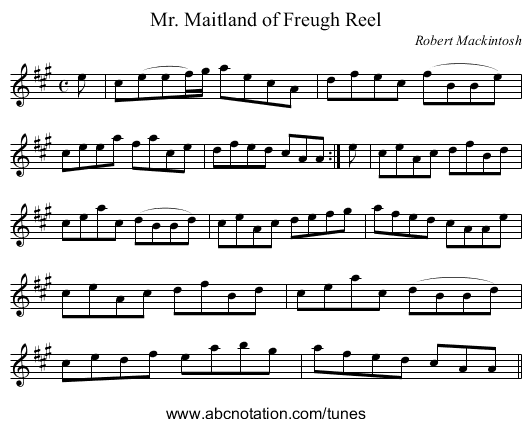 Mr. Maitland of Freugh Reel - staff notation