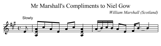 Mr Marshall's Compliments to Niel Gow - staff notation