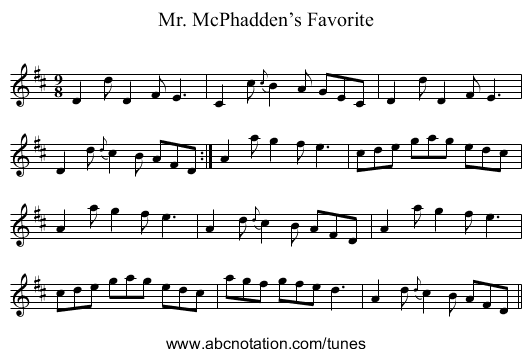 Mr. McPhadden’s Favorite - staff notation