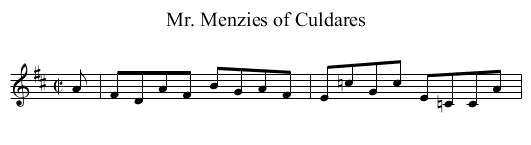 Mr. Menzies of Culdares - staff notation