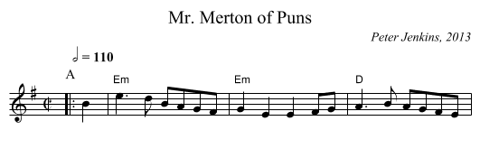Mr. Merton of Puns - staff notation