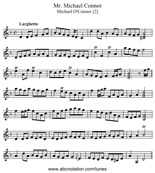 Mr. Michael Connor - staff notation