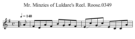 Mr. Minzies of Luldare's Reel. Roose.0349 - staff notation
