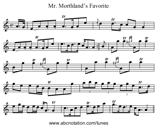 Mr. Morthland’s Favorite - staff notation