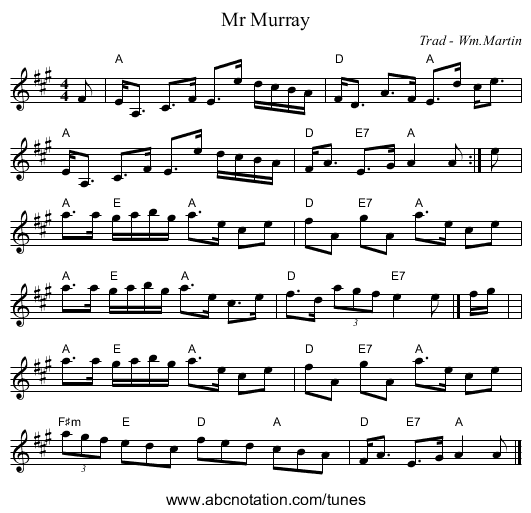 Mr Murray - staff notation