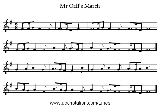 Mr Orff's March - staff notation