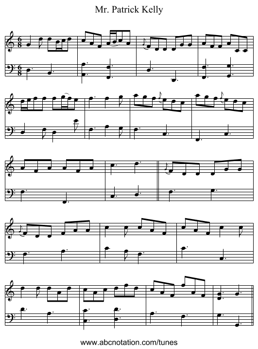 Mr. Patrick Kelly - staff notation