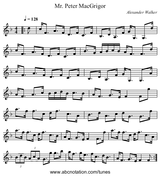 Mr. Peter MacGrigor - staff notation