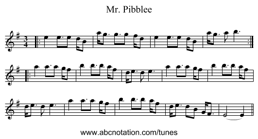 Mr. Pibblee - staff notation