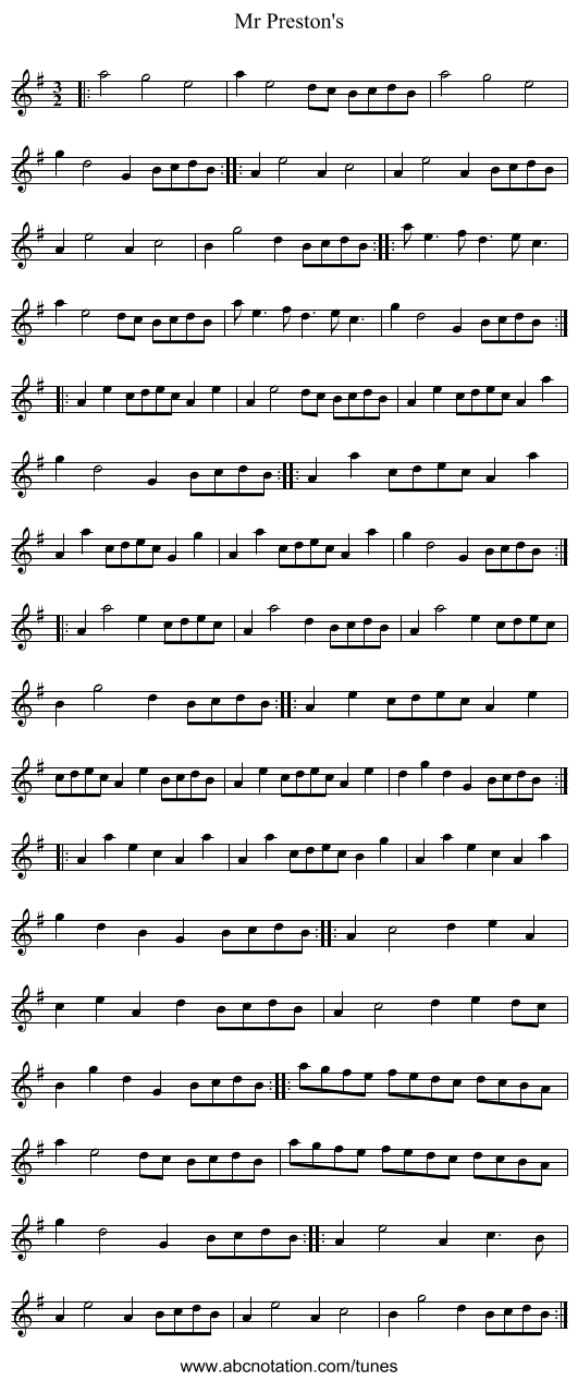 Mr Preston's - staff notation