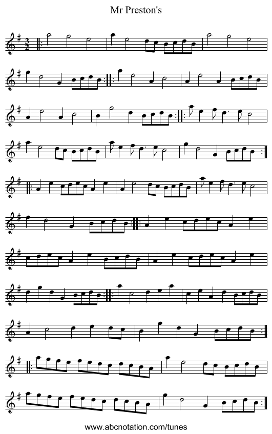Mr Preston's - staff notation
