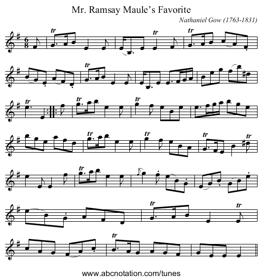 Mr. Ramsay Maule’s Favorite - staff notation