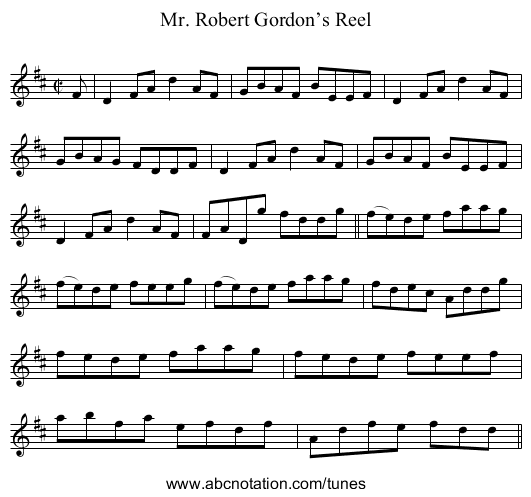Mr. Robert Gordon’s Reel - staff notation