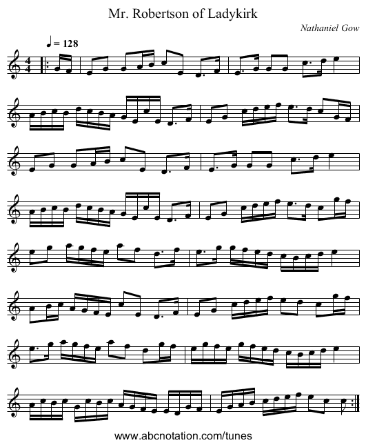 Mr. Robertson of Ladykirk - staff notation