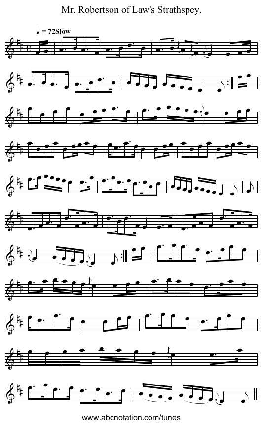 Mr. Robertson of Law's Strathspey. - staff notation