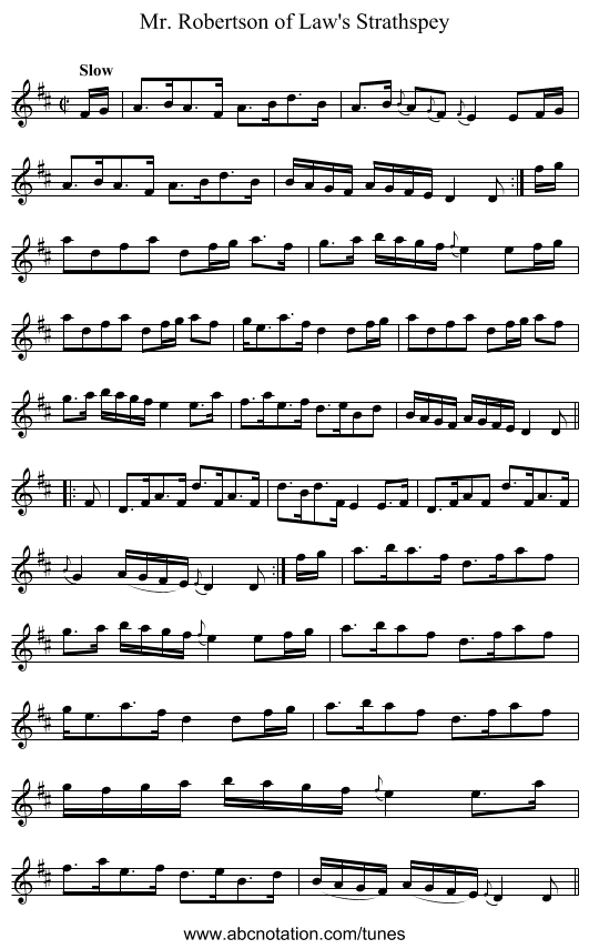 Mr. Robertson of Law's Strathspey - staff notation