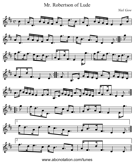 Mr. Robertson of Lude - staff notation