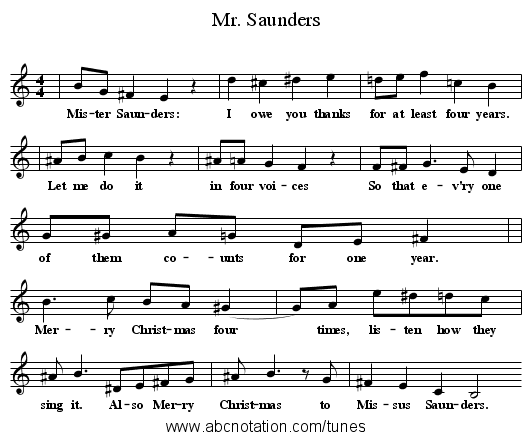 Mr. Saunders - staff notation