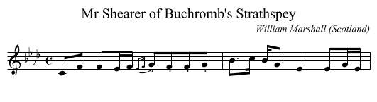 Mr Shearer of Buchromb's Strathspey - staff notation