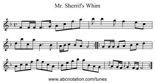 Mr. Sherrif's Whim - staff notation