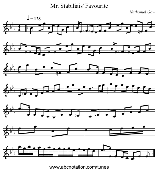 Mr. Stabiliais' Favourite - staff notation