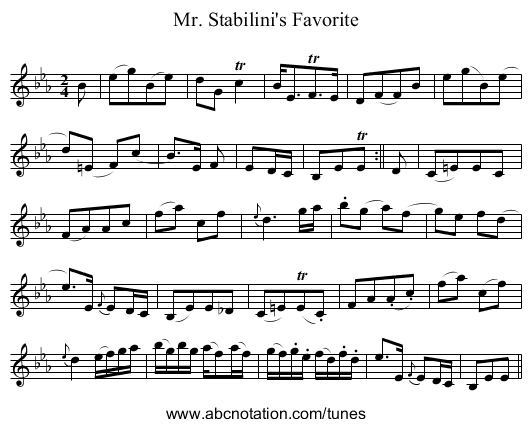Mr. Stabilini's Favorite - staff notation