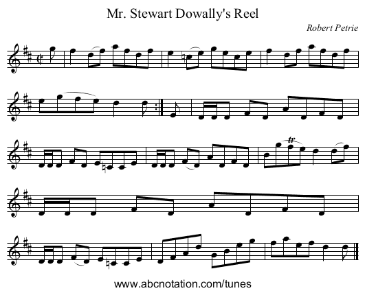 Mr. Stewart Dowally's Reel - staff notation